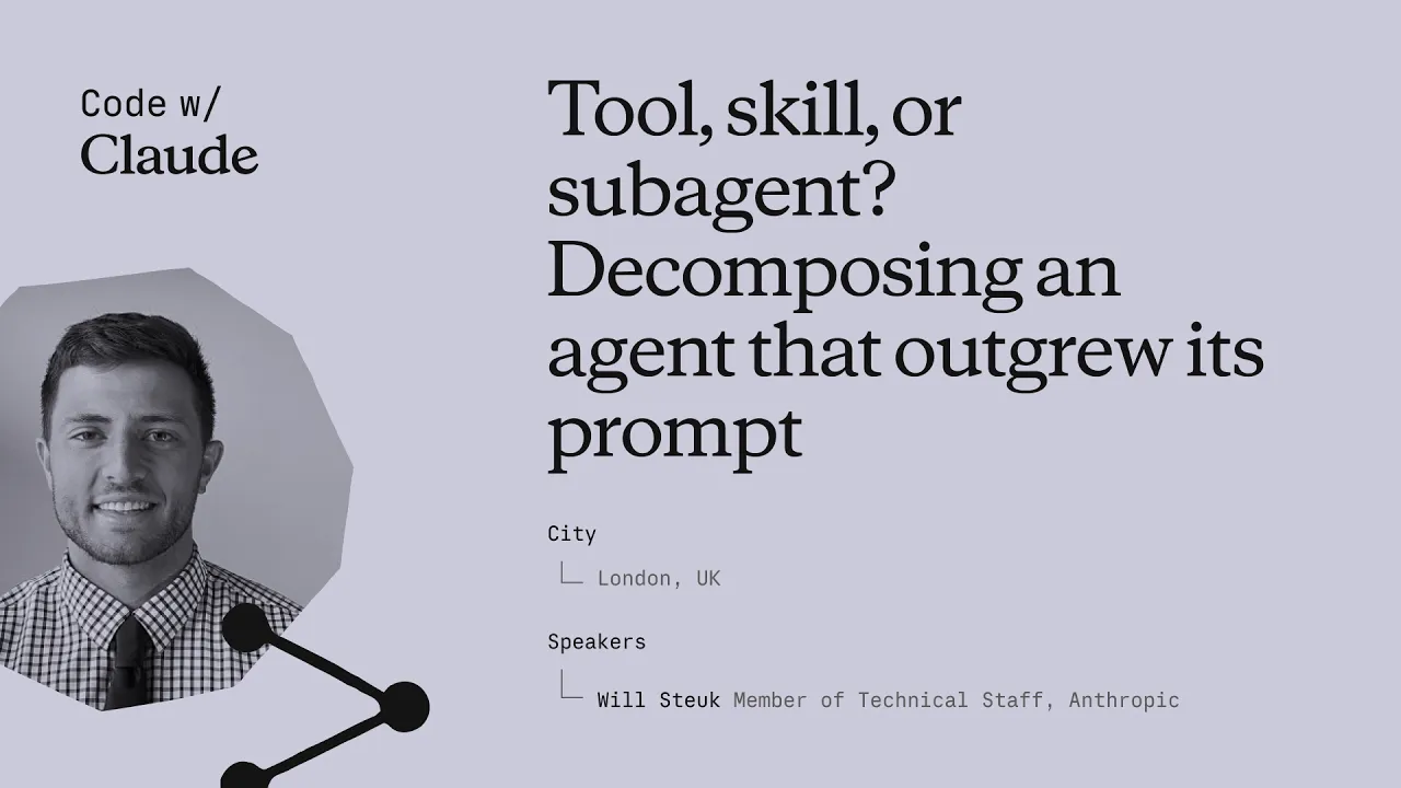 Tool, skill, or subagent? Decomposing an agent that outgrew its prompt（工具、技能，還是子代理？拆解一個長到超出提示範圍的 AI 代理）